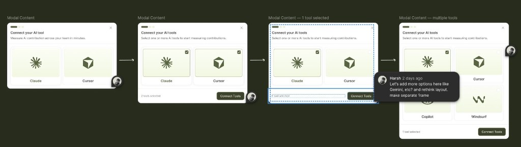 Connect tools modal layout work example